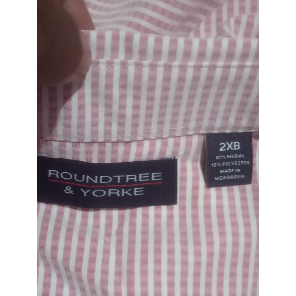 New Roundtree & Yorke Short Sleeve 2XB Pink White Check Hangout S/S Shirt NWT - Picture 9 of 13